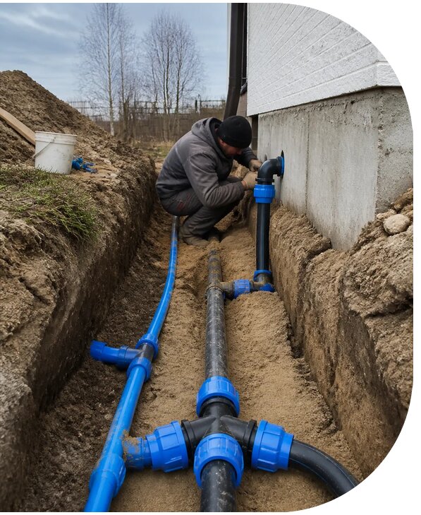 Монтаж наружного водопровода на участке под ключ в Барабинске